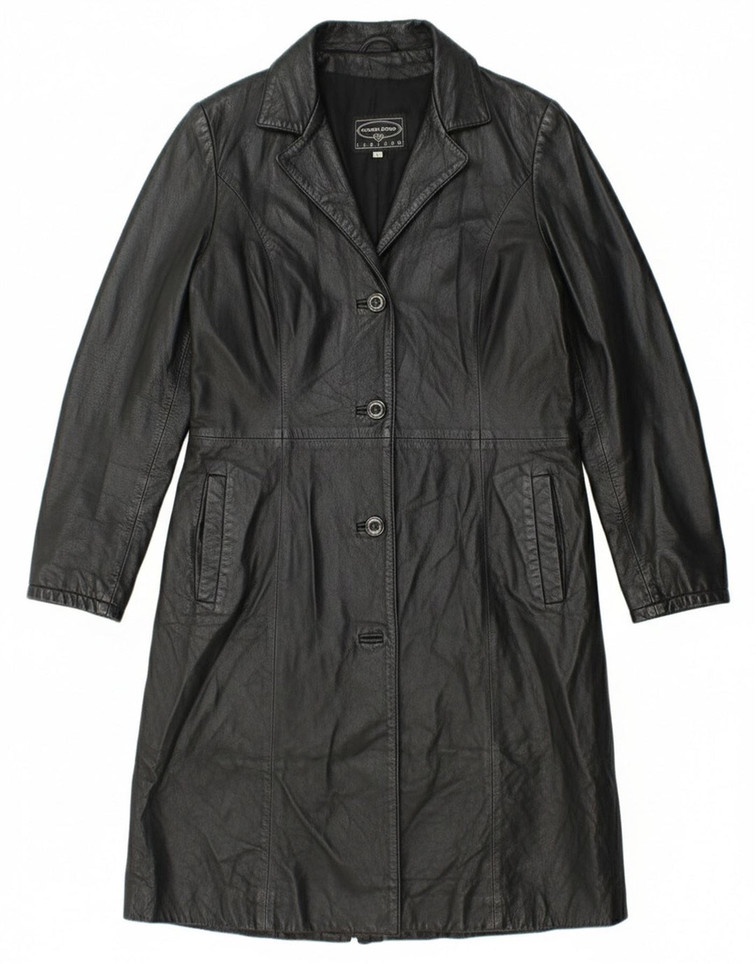 Roberta Ferrini Manteau en cuir pour femme IT 44 Cuir noir moyen