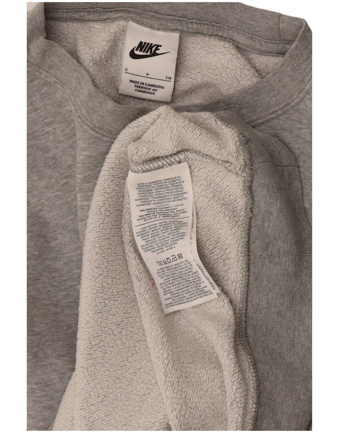 Nike Sweat-shirt surdimensionné graphique pour femme UK 10 Petit coton gris
