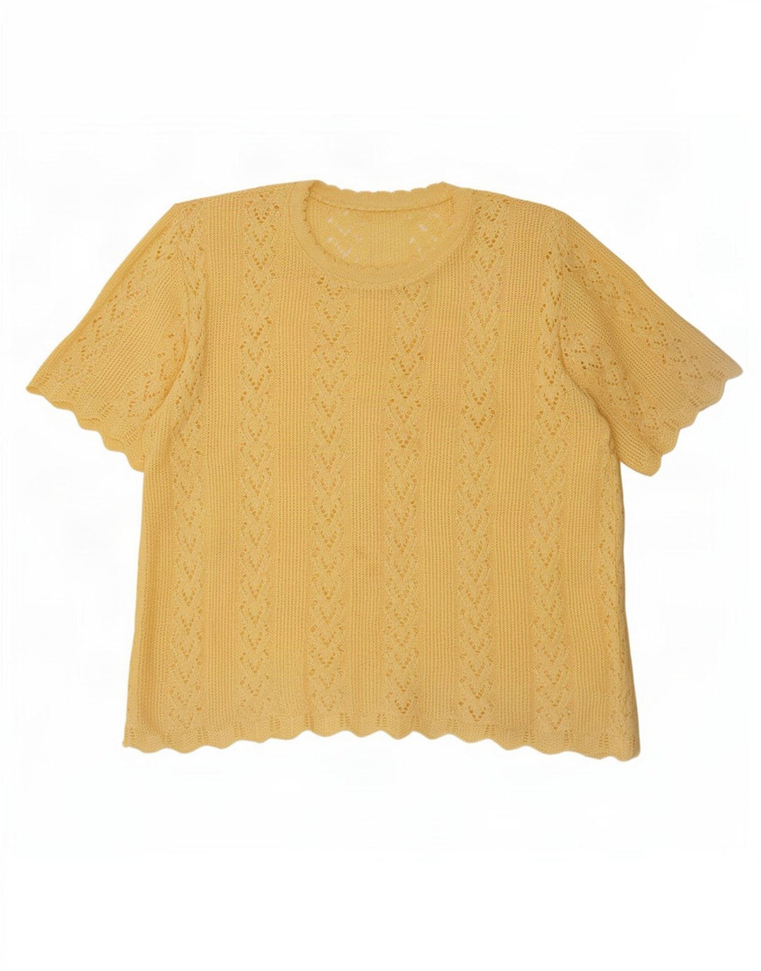 vintage Femmes Oversize Knit Blouse Top UK 14 Jaune Moyen