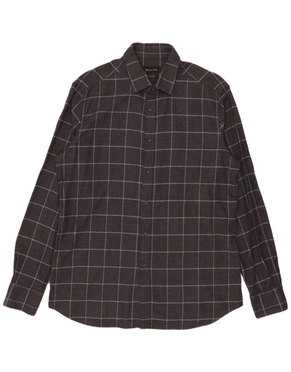 MASSIMO DUTTI Chemise Flanelle Homme XL Gris Carreaux Coton