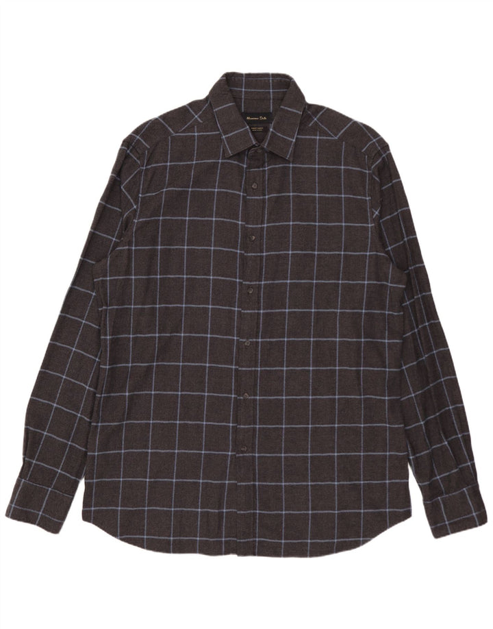 MASSIMO DUTTI Chemise Flanelle Homme XL Gris Carreaux Coton