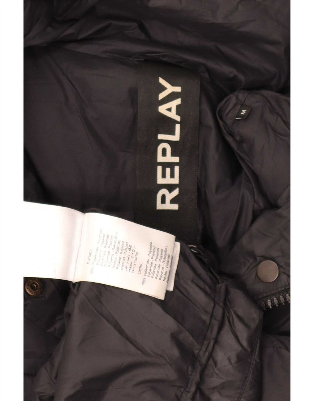 Replay Veste matelassée graphique pour femme UK 14 Medium Noir Polyamide