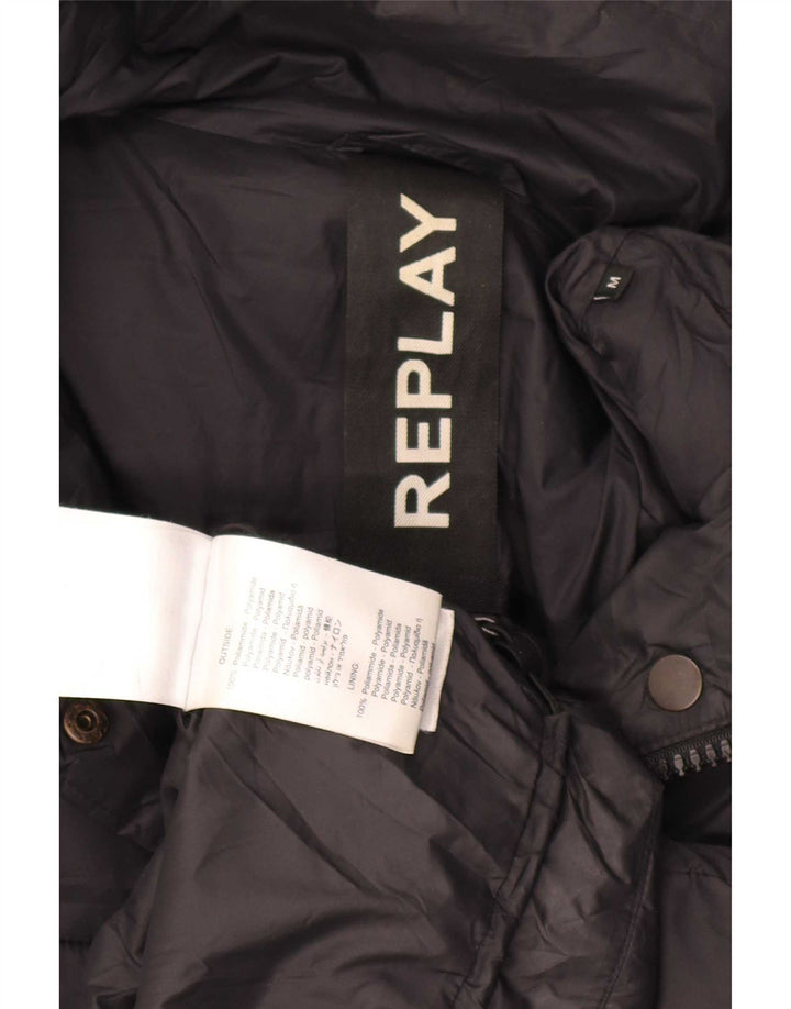 Replay Veste matelassée graphique pour femme UK 14 Medium Noir Polyamide