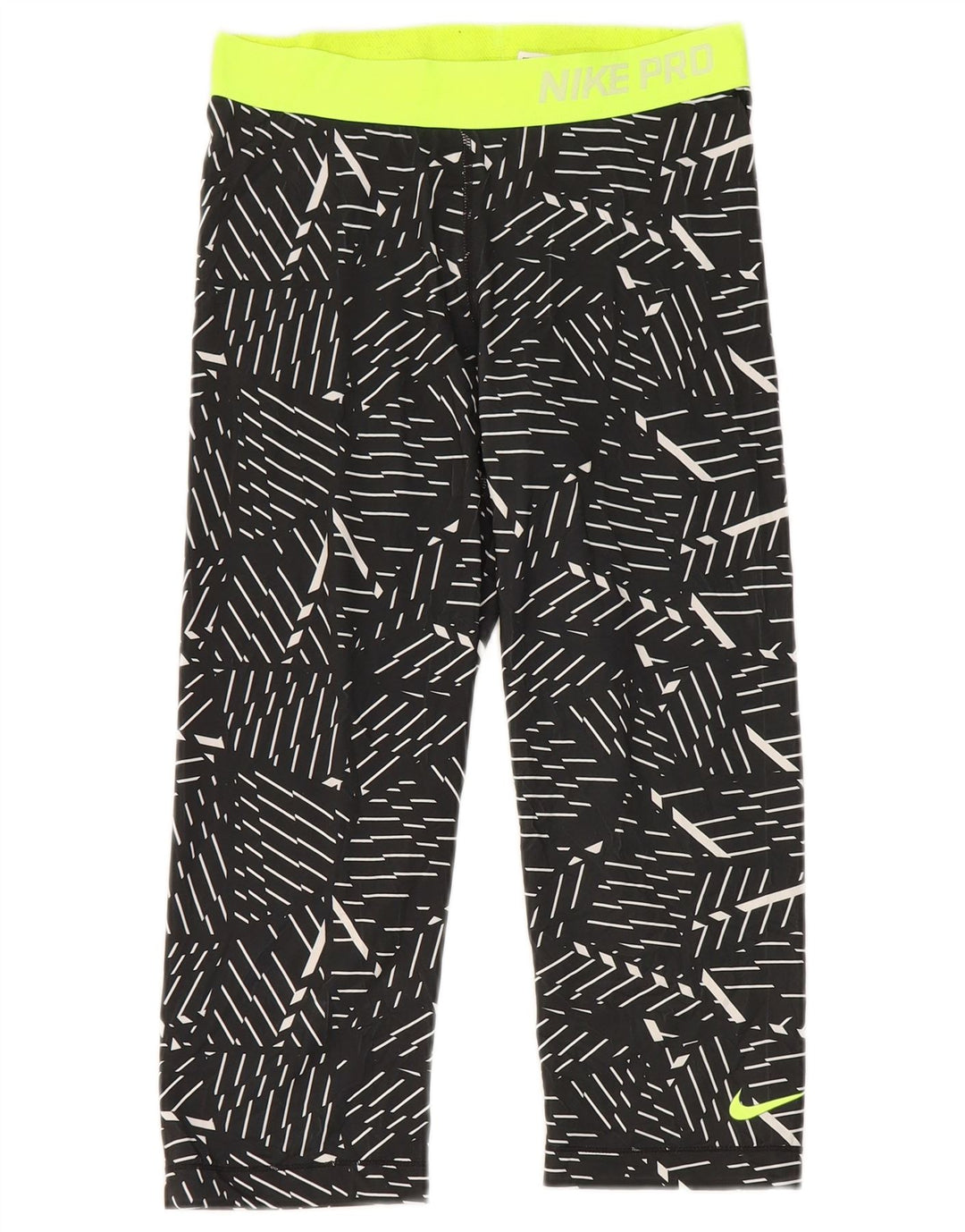 Nike Legging Capri Graphique Femme UK 12 Polyester Géométrique Noir Moyen
