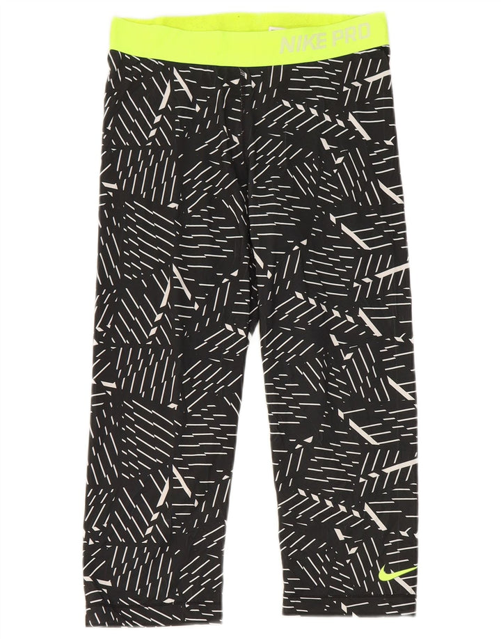 Nike Legging Capri Graphique Femme UK 12 Polyester Géométrique Noir Moyen