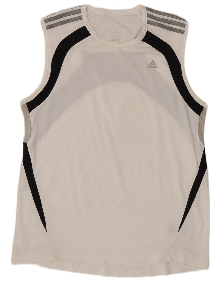 Adidas Mens Climacool Vest Top Large White Colourblock Polyester