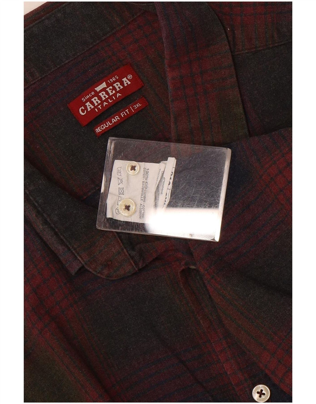 Carrera Chemise Regular Fit Homme 3XL Rouge à Carreaux Coton