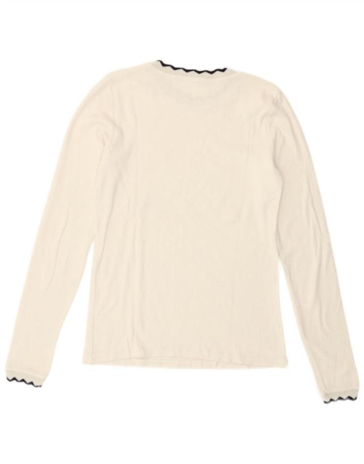 Zara Womens Crop Top Manches Longues UK 12 Moyen Blanc