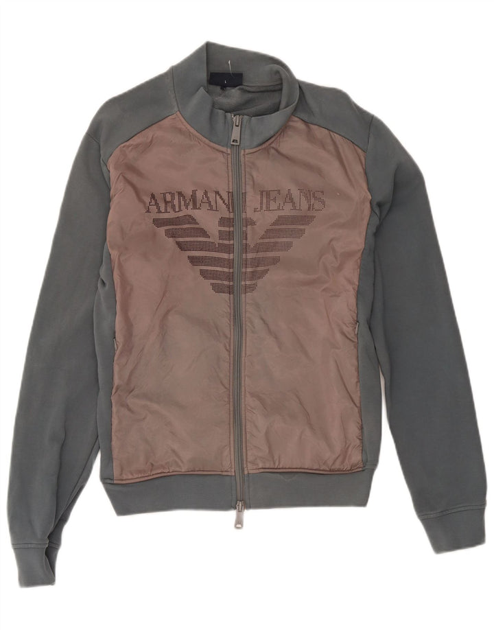Armani Jeans Veste de survêtement pour femme UK 16 Large Gris Colorblock
