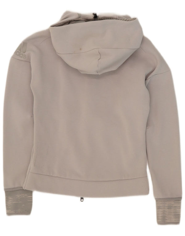 Adidas Pull à capuche zippé pour femme UK 6 XS Gris