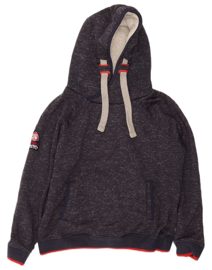 Superdry Pull à capuche pour femme UK 18 XL Bleu marine moucheté en polyester