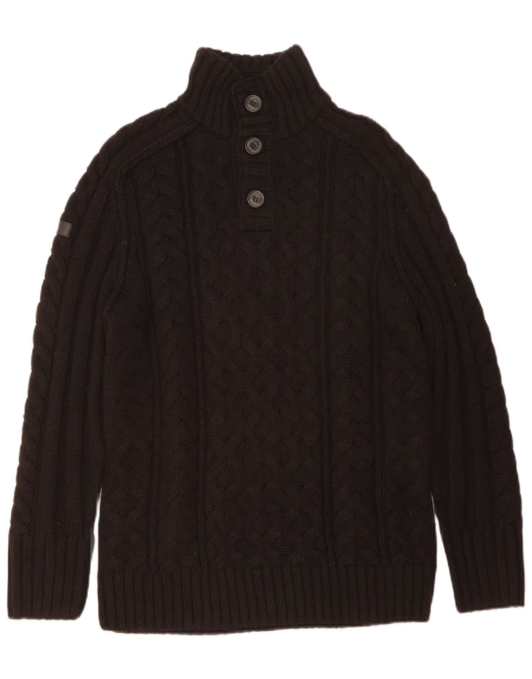 Superdry Pull à col boutonné pour homme 2XL Marron Acrylique