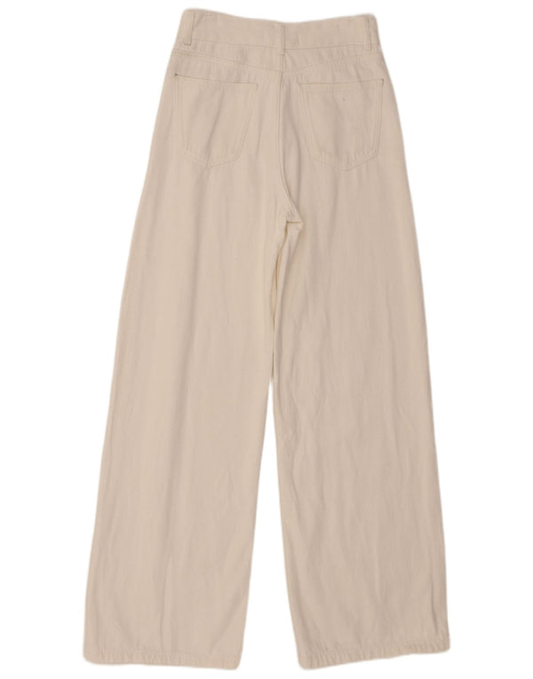 Zara Jean taille haute pour femme, jambe large, EU 36 XS W26 L31, coton blanc