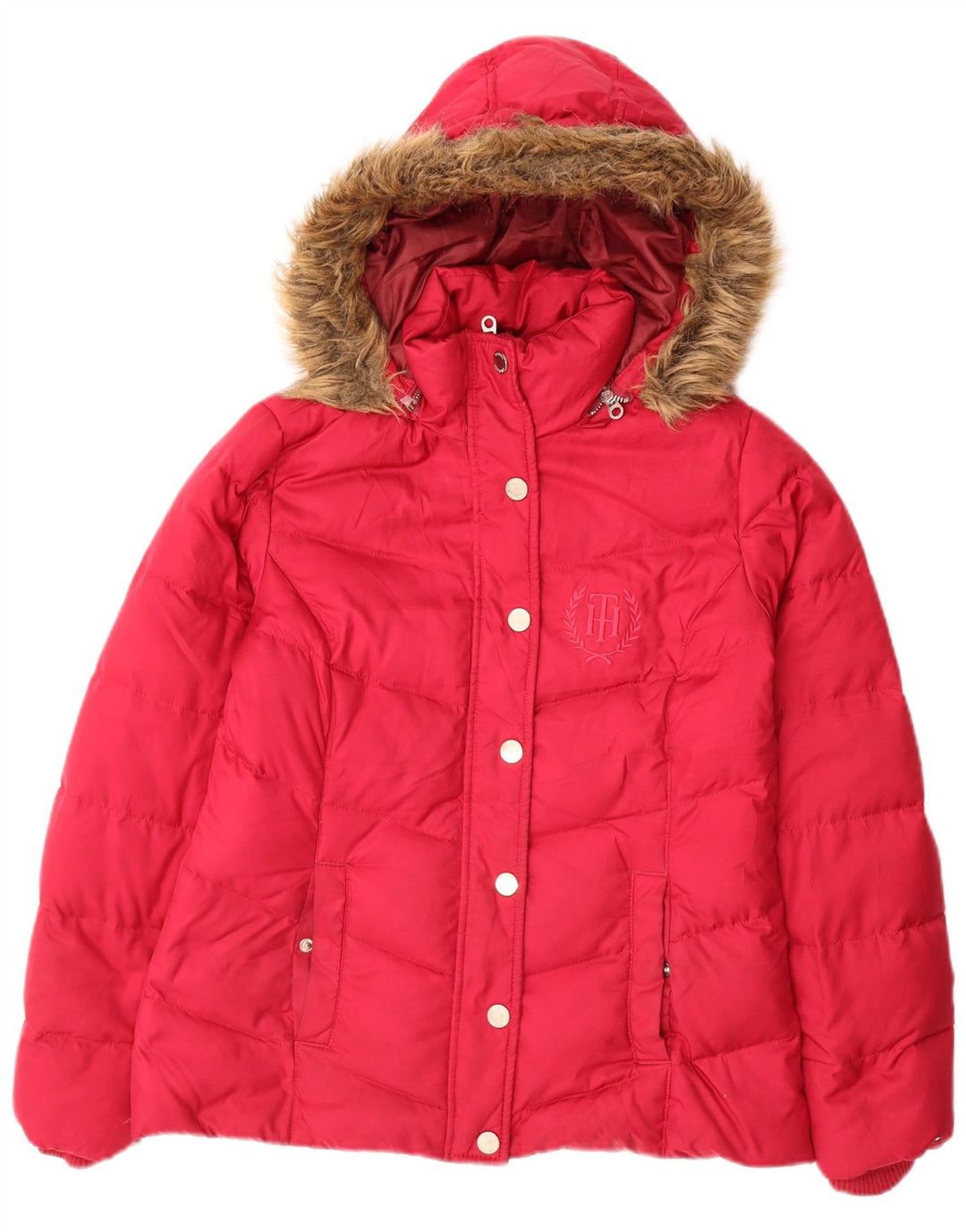 Tommy Hilfiger Veste matelassée à capuche pour femme UK 10 Small Rose Polyester