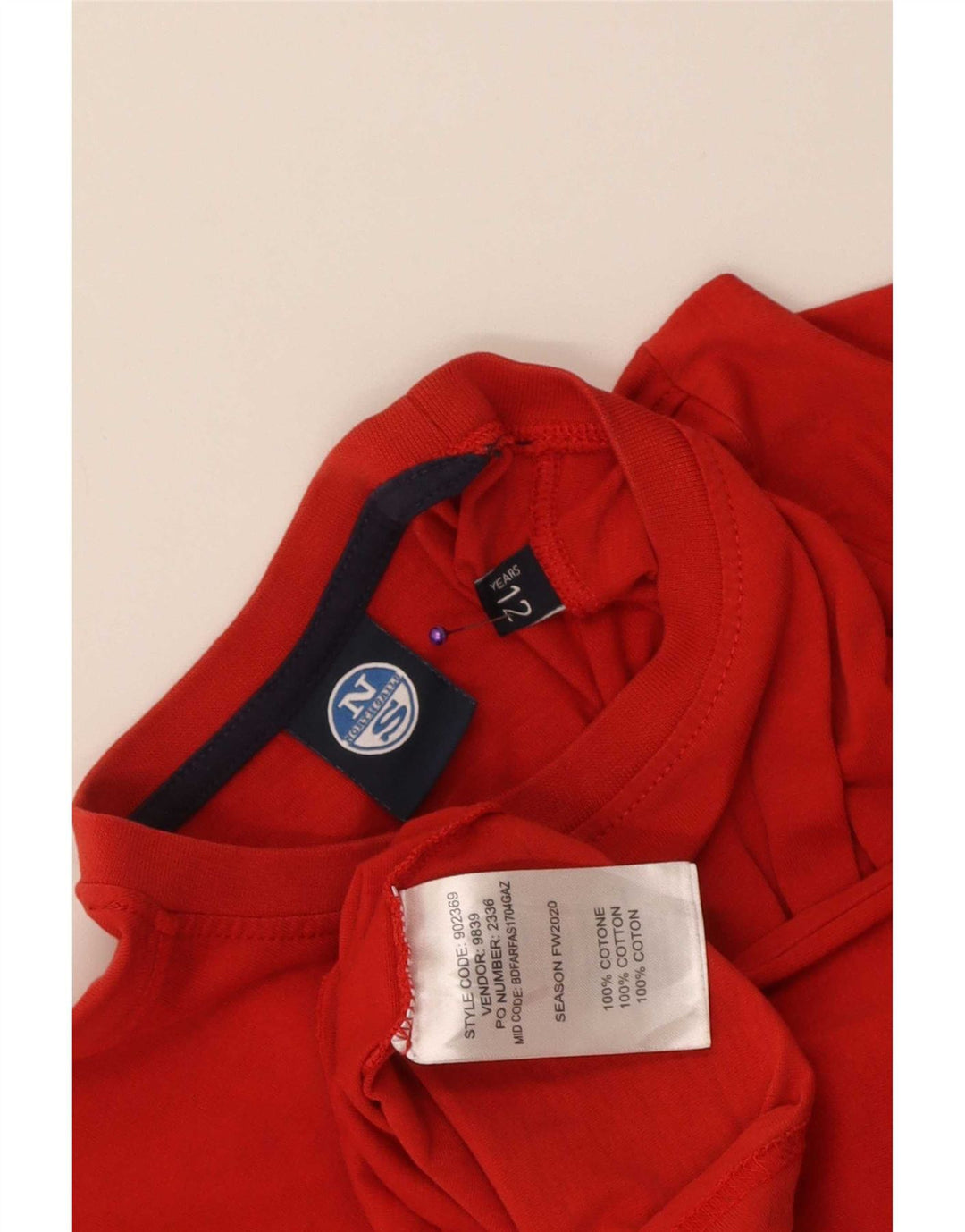 North Sails Haut graphique à manches longues pour garçon 11-12 ans Rouge Coton