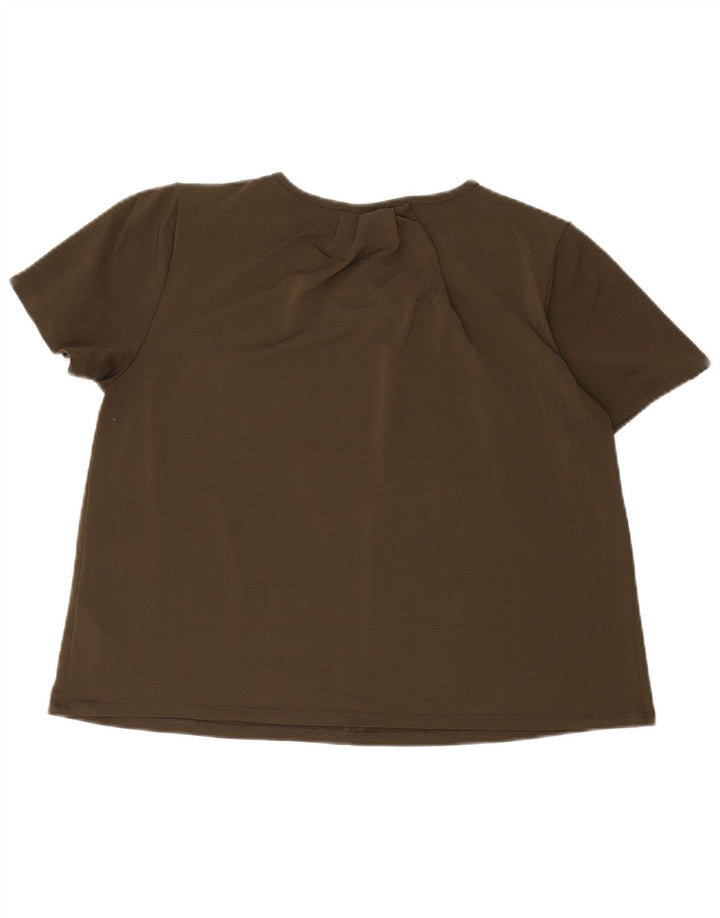 H&M Femme Blouse Top UK 44 Kaki Moyen Polyester