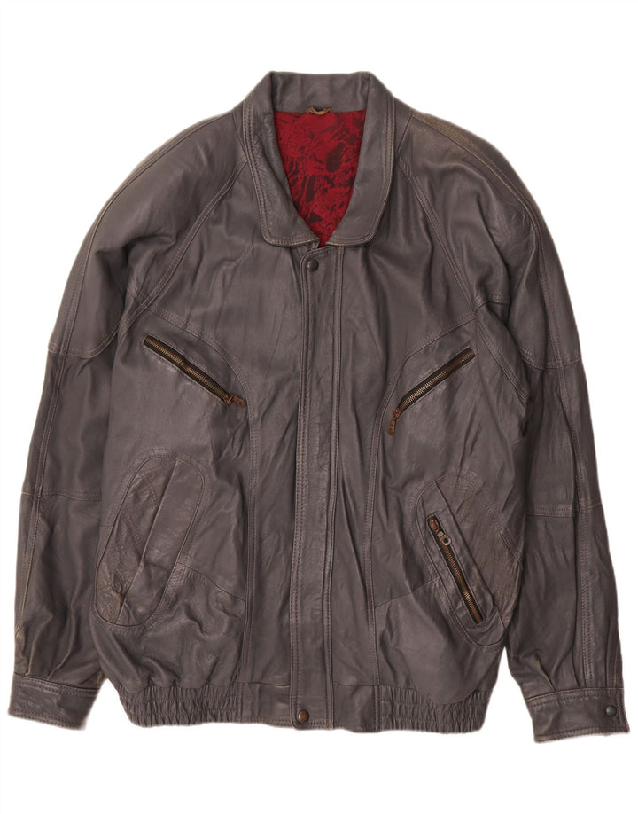 veste en cuir homme vintage IT 60 4XL Gris