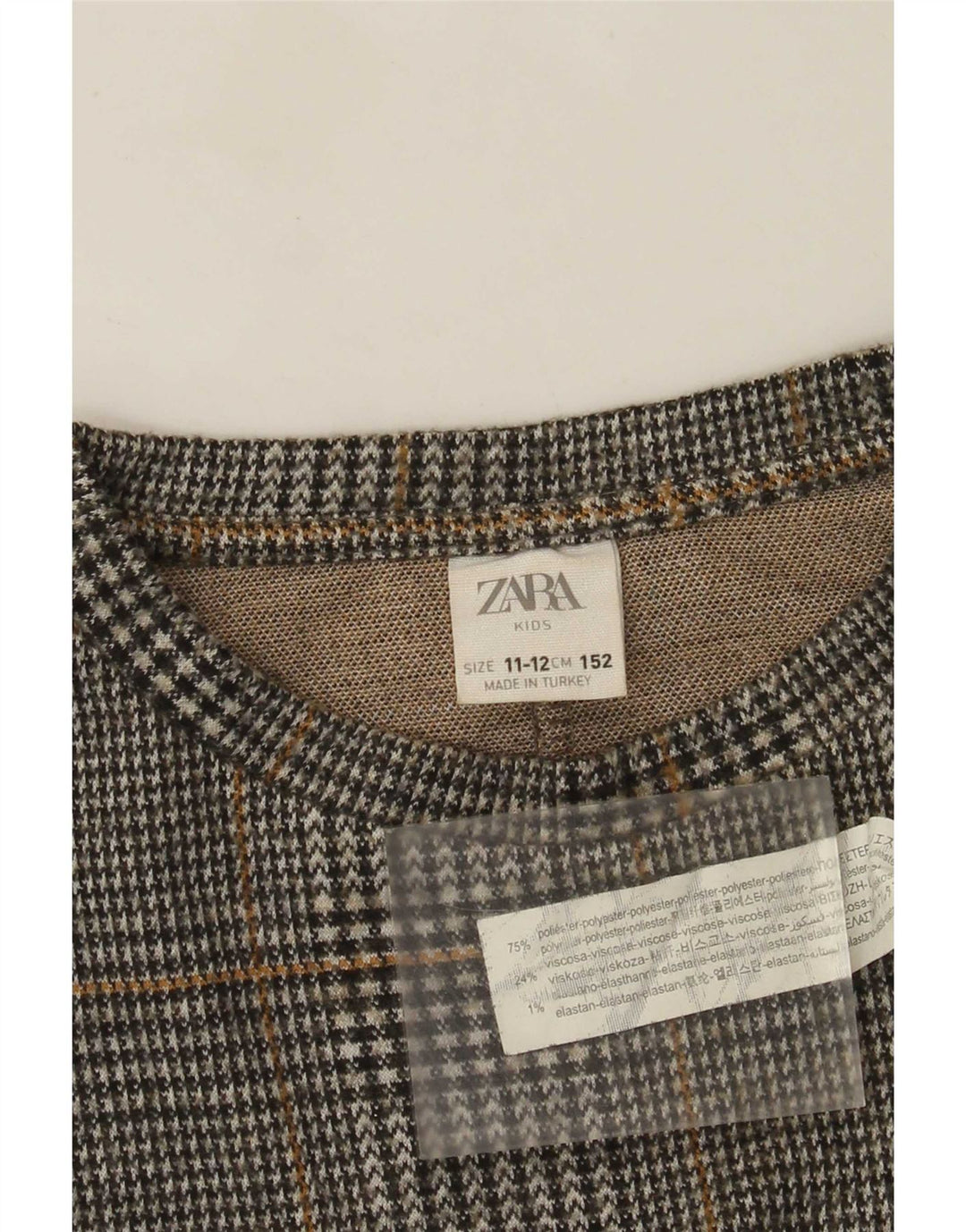 Zara Sweat-shirt Fille 11-12 ans Gris Plaid Polyester