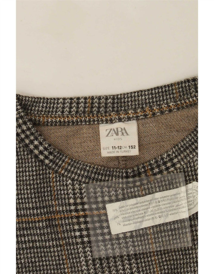 Zara Sweat-shirt Fille 11-12 ans Gris Plaid Polyester