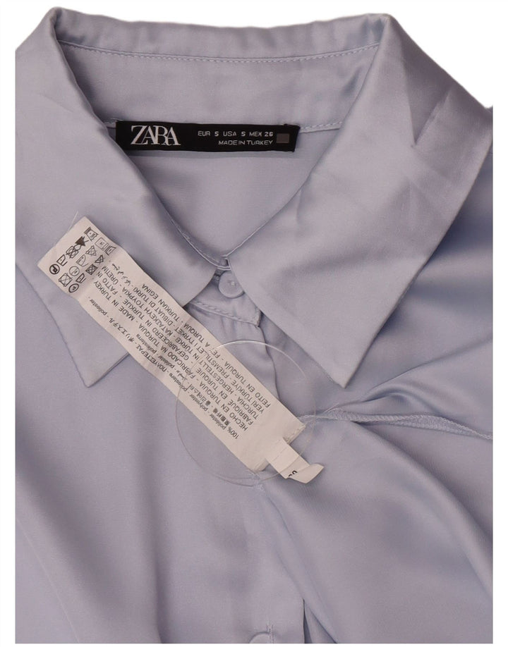 Zara Chemisier surdimensionné pour femme UK 10 Petit Bleu Polyester