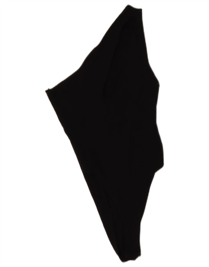 Zara Body asymétrique épaule dénudée pour femme UK 12 en coton noir moyen