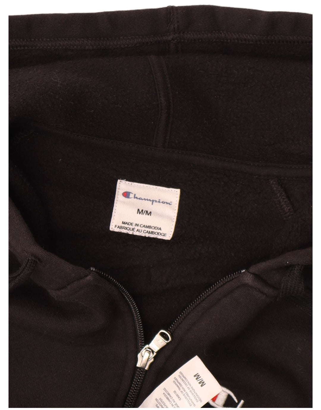 Champion Pull à capuche zippé pour homme en coton noir moyen