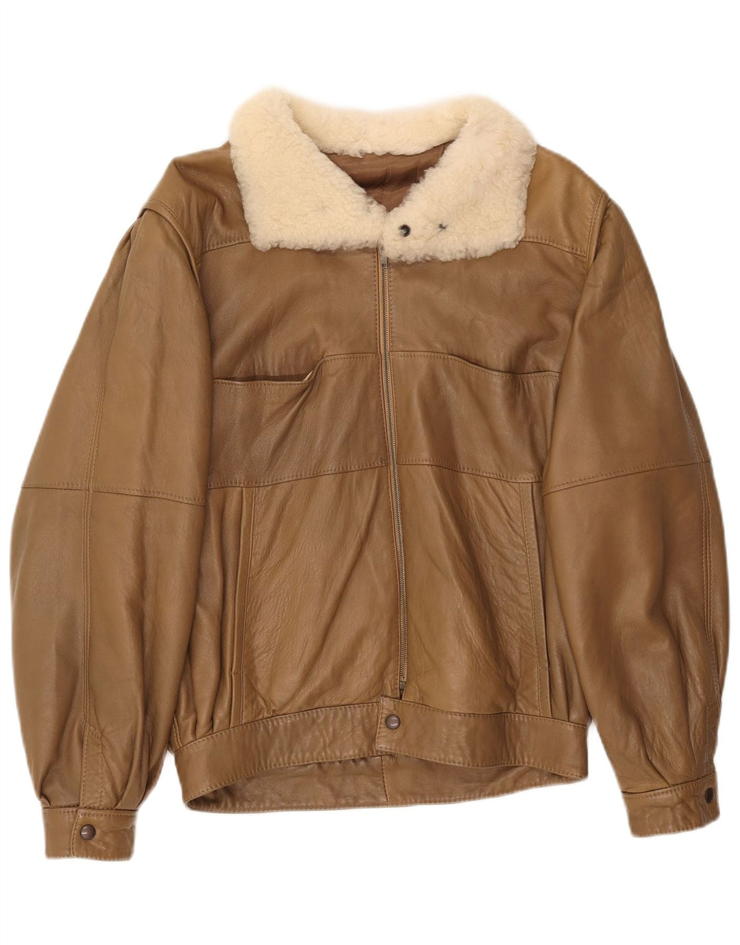 Aicad Veste En Cuir Oversize Femme IT 44 Marron Moyen
