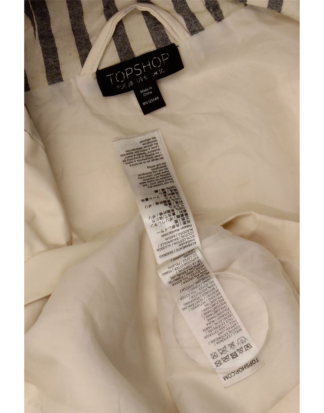 Topshop Veste de pluie à capuche surdimensionnée pour femme UK 10 Small Blanc cassé