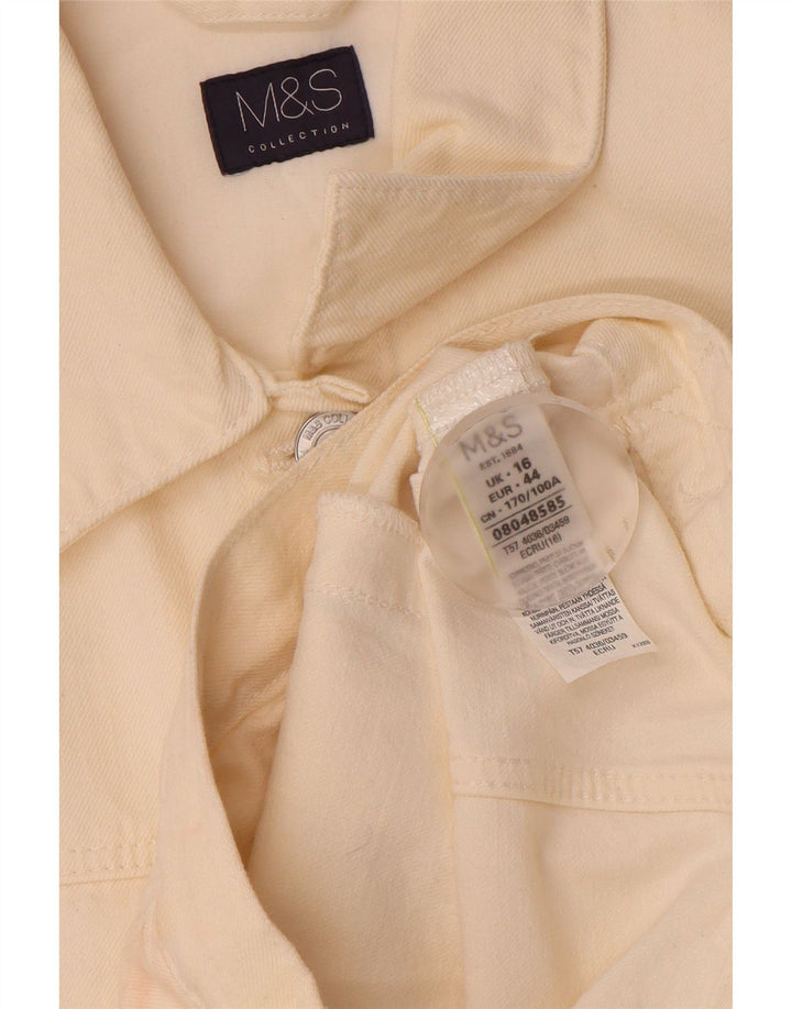 Marks & Spencer Veste en jean courte pour femme UK 16 Large en coton blanc cassé