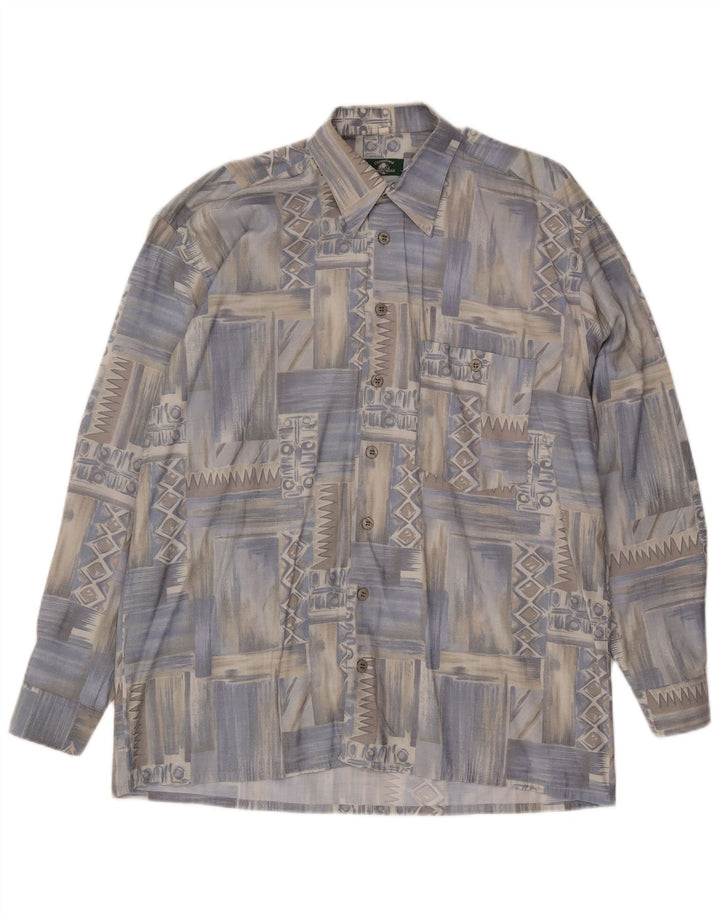 Chemise Homme Vintage Grand Bleu Géométrique