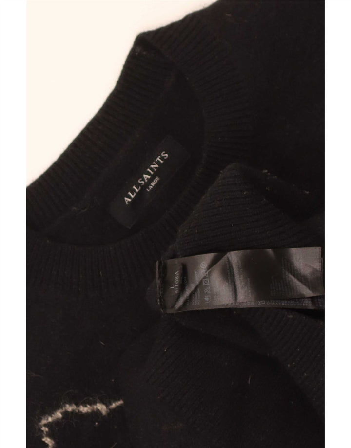 All Saints Pull ras du cou pour femme UK 16 Large laine noire