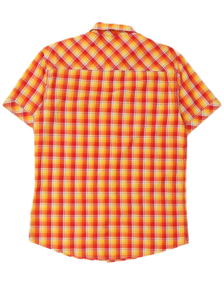 Mustang Chemise à manches courtes pour homme en coton à petits carreaux jaunes