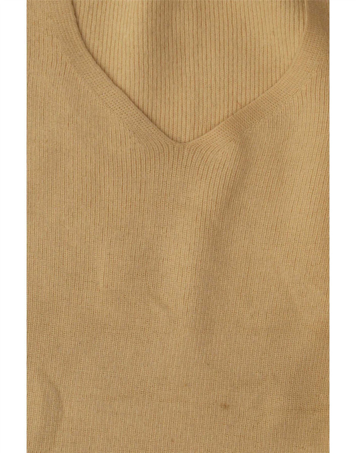 Zara Femme Pull Col V UK 16 Large Beige Laine