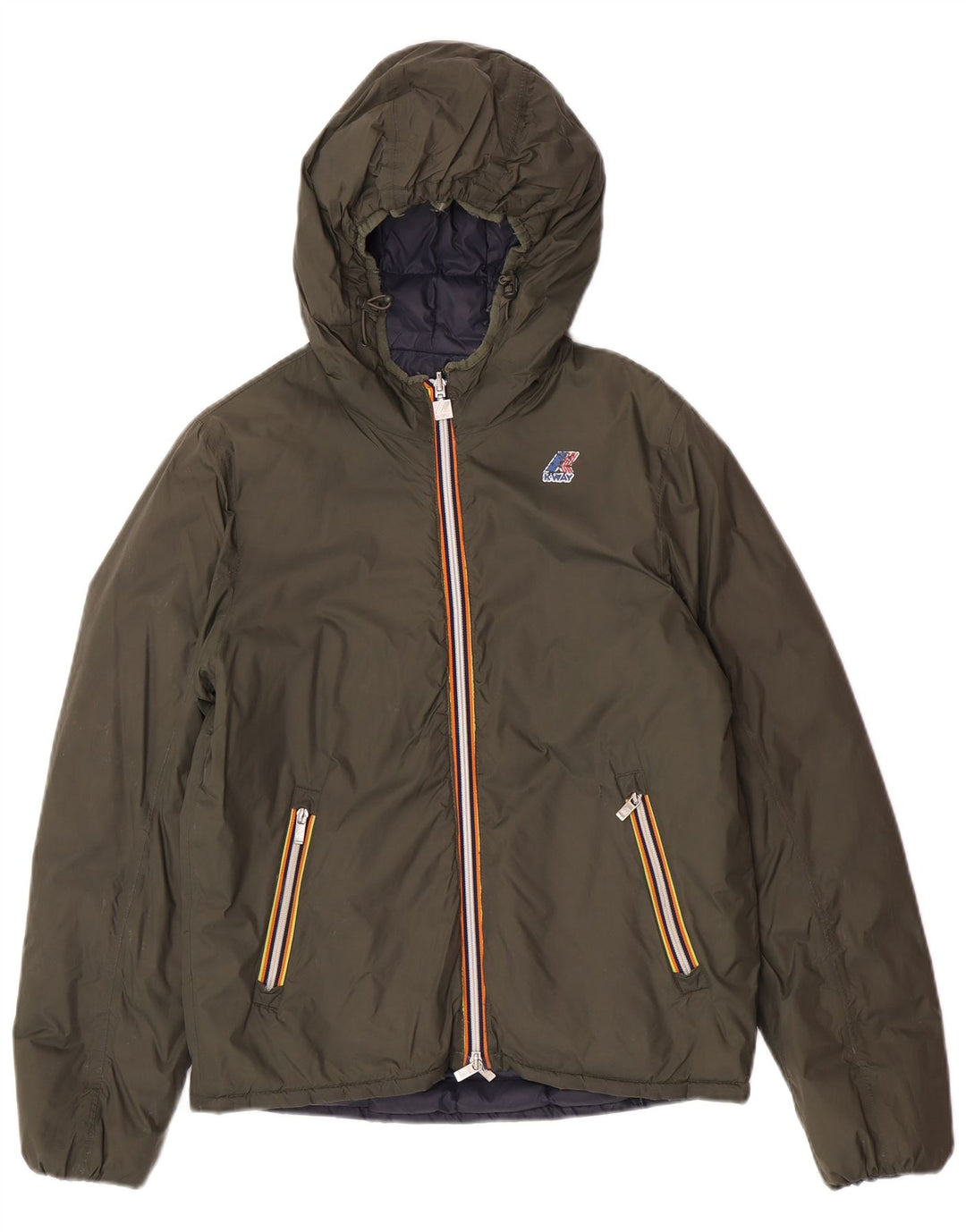 K-Way Veste matelassée réversible à capuche pour homme UK 38 Vert moyen Polyamide