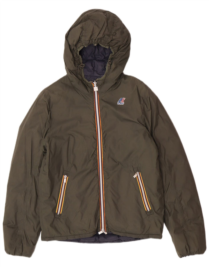 K-Way Veste matelassée réversible à capuche pour homme UK 38 Vert moyen Polyamide