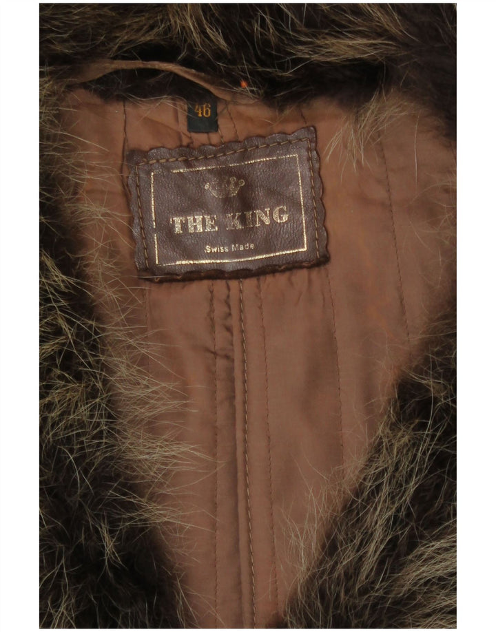 manteau en cuir femme vintage IT 46 Grand Marron