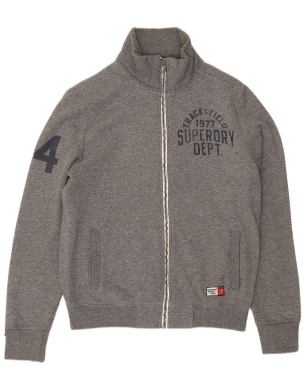 Superdry Veste de Survêtement Graphique Homme Gris Moyen Moucheté Coton
