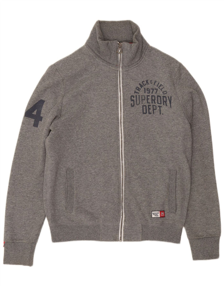 Superdry Veste de Survêtement Graphique Homme Gris Moyen Moucheté Coton