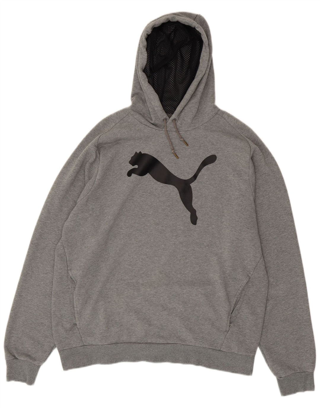 PUMA Pull à capuche graphique pour homme XL en coton moucheté gris