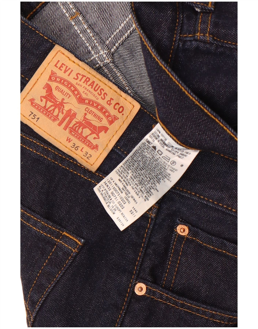 Levi's Jean 751 Cropped W36 L26 Homme Bleu Marine Coton