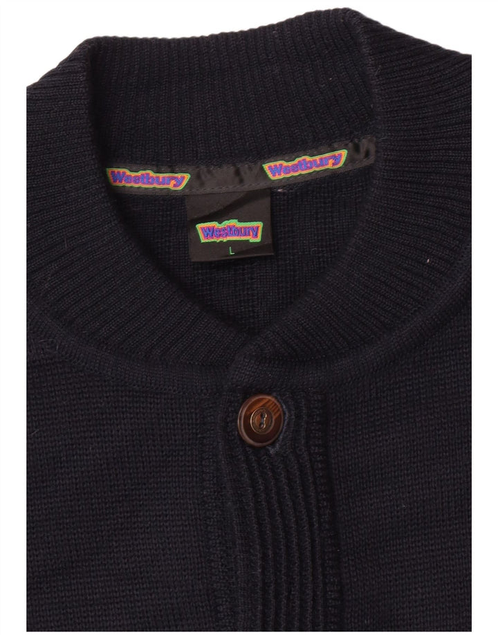 WESTBURY Pull Cardigan Homme Grande Laine Bleu Marine