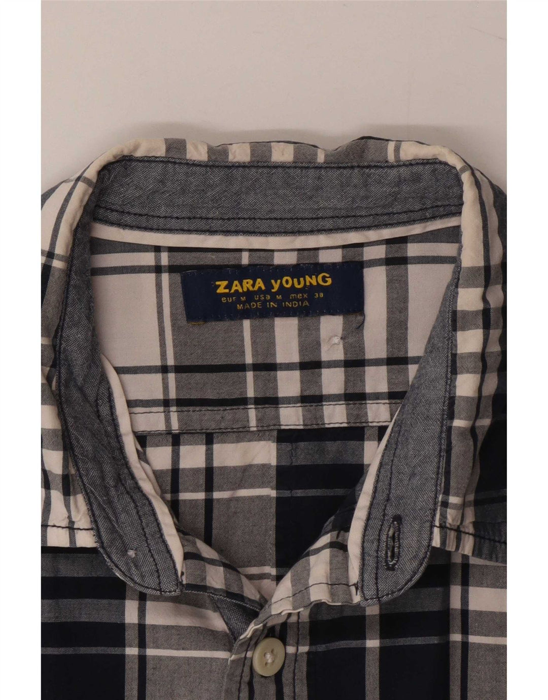 Zara Chemise Homme Bleu Moyen Plaid