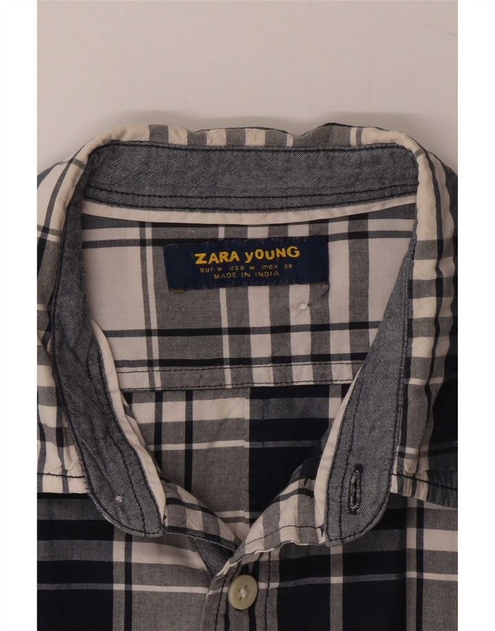 Zara Chemise Homme Bleu Moyen Plaid
