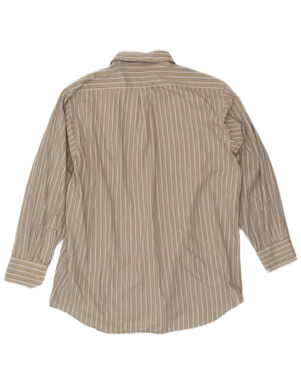 Chaps Chemise coupe classique pour homme Taille 16 1/2 Grand coton rayé beige