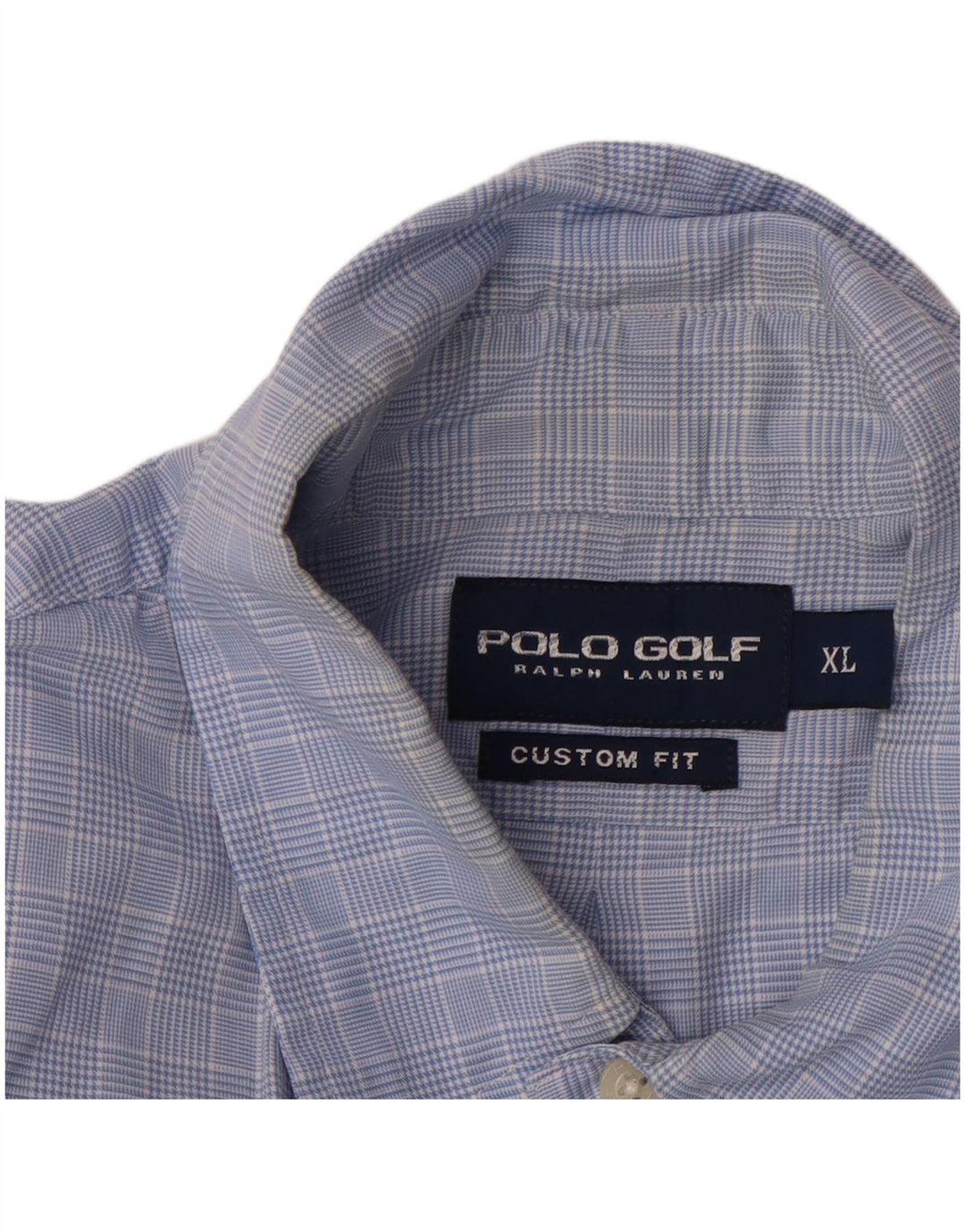 RALPH LAUREN Mens Custom Fit Shirt XL Blue Check Cotton