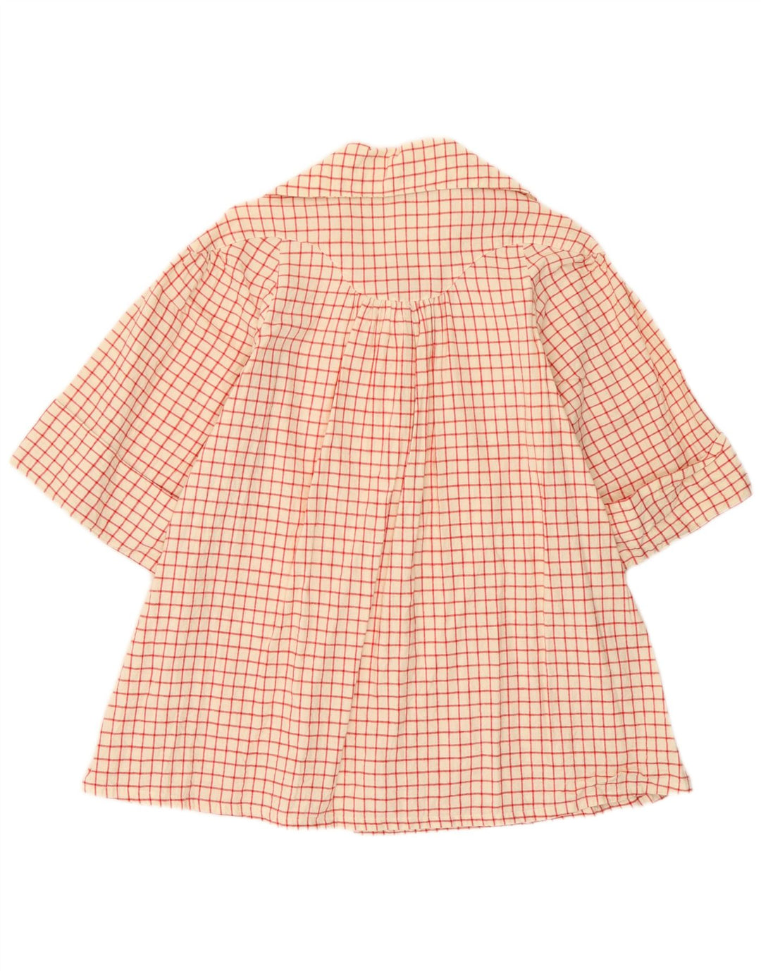 vintage Femme 3/4 Chemise à manches UK 12 Medium Off White Check