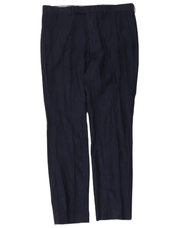 Marks & Spencer Pantalon de Costume Slim Homme W34 L31 Bleu Marine Coton