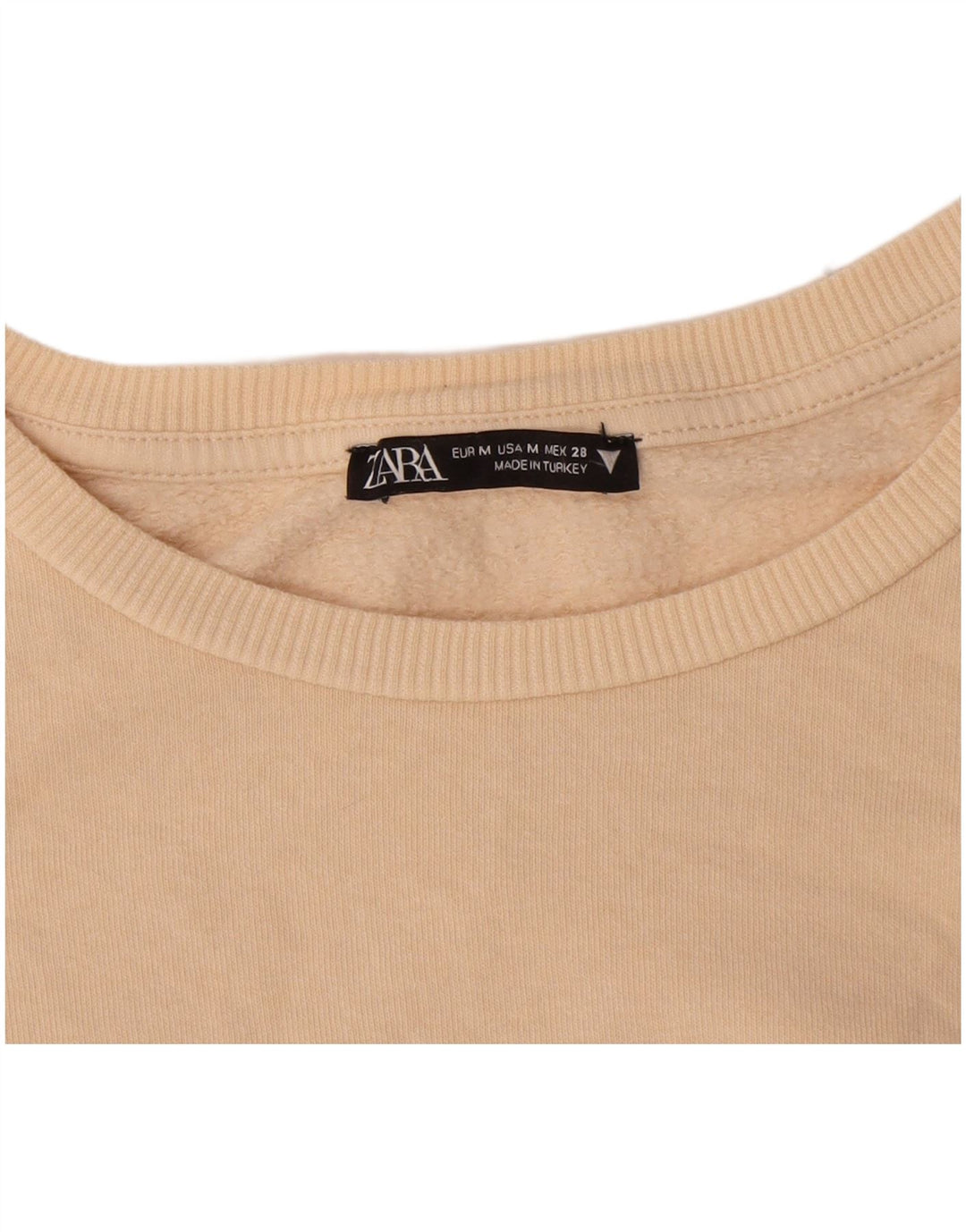 Zara Femme Crop Top Manches Longues UK 14 Beige Moyen