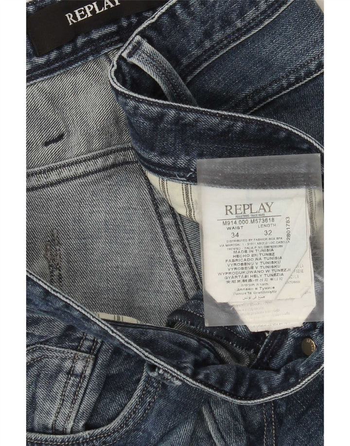 Replay Jean Slim Femme W34 L32 Bleu Coton