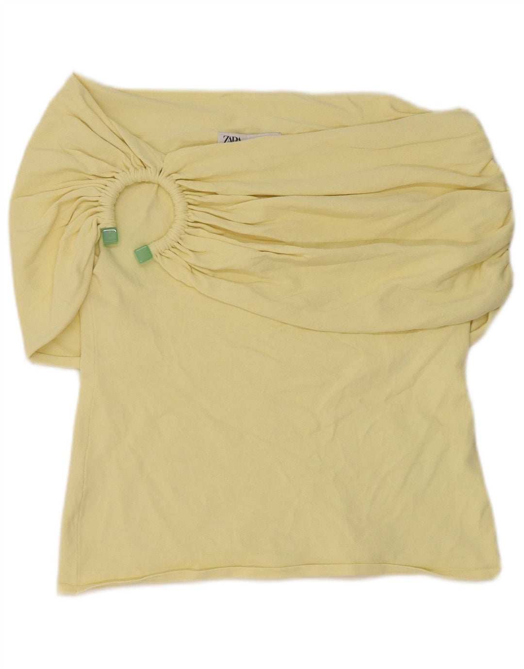Zara Haut à épaules dénudées pour femme UK 16 Large Viscose Jaune